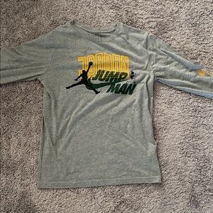 Jordan Gray Long Sleeve with Yellow and Green Logo